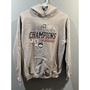 Youth Jerzees Hoodie Size XL Gray 2024 Uconn Huskies Champions